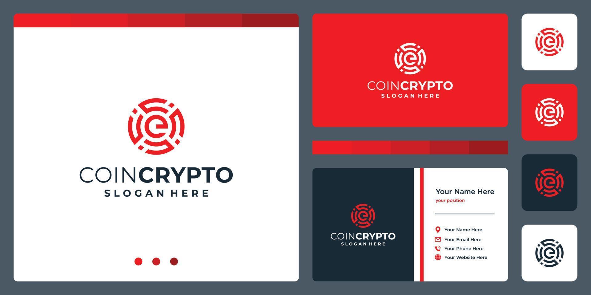 Crypto coin logo template with initial letter e. Vector Digital Money icon, Block chain, financial symbol.