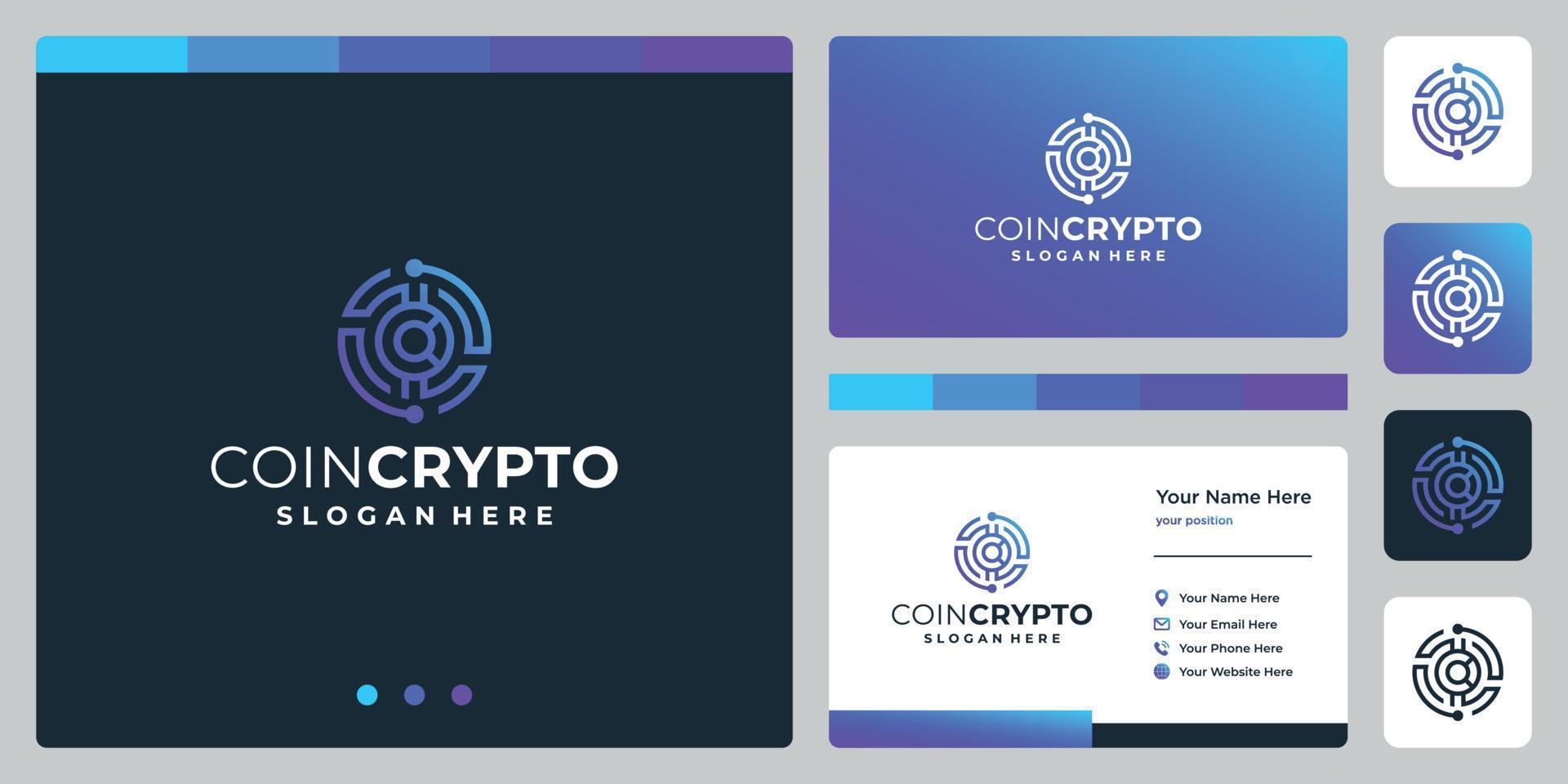 Crypto coin logo template with initial letter C. Vector Digital Money icon, Block chain, financial symbol.