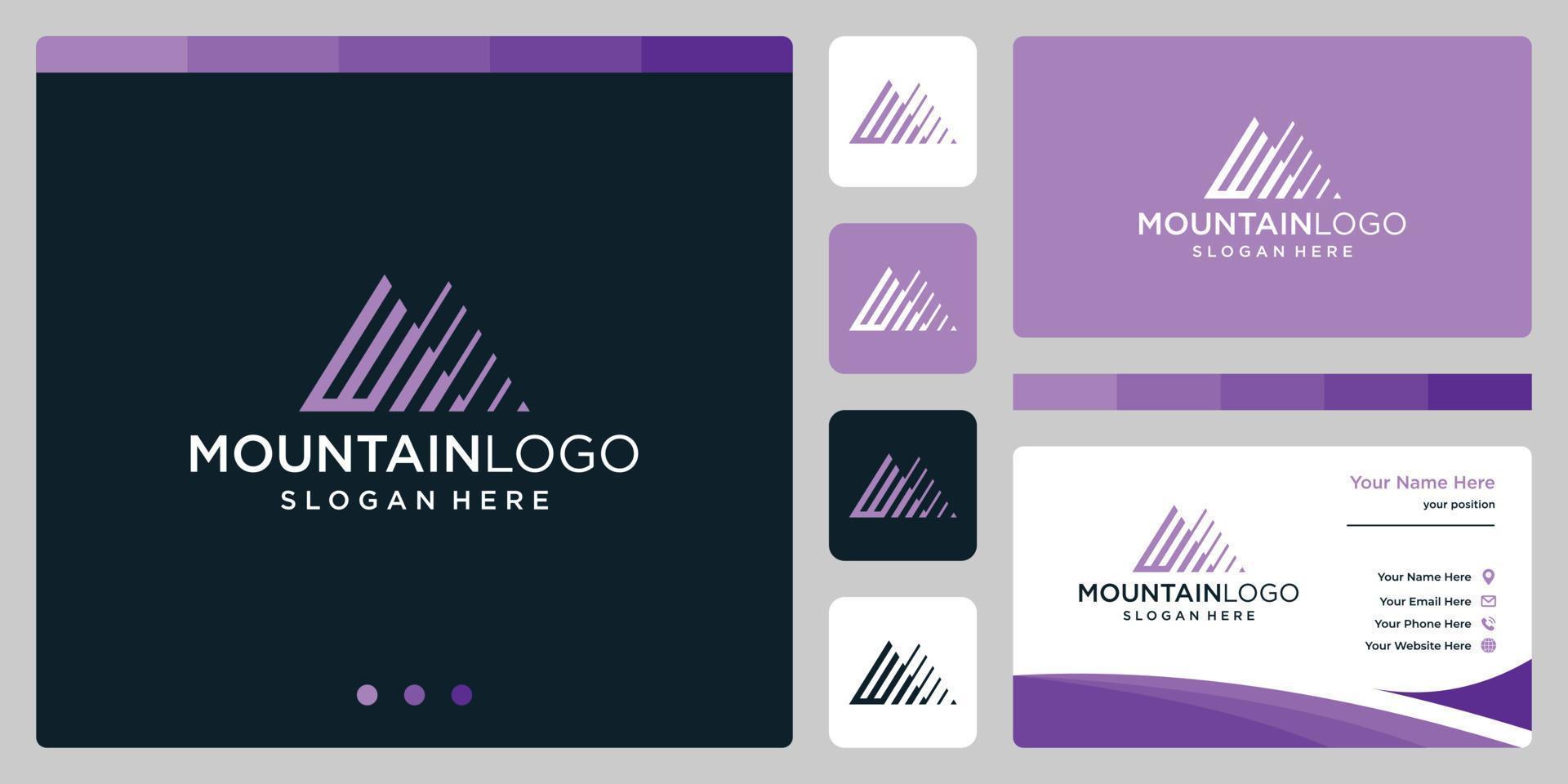 Creative mountain logo abstract with initial letter W logo design. Premium Vector