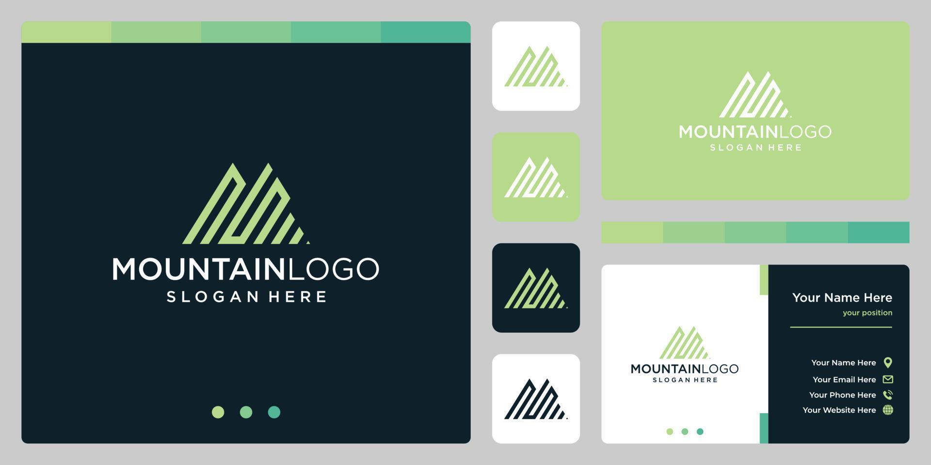 Creative mountain logo abstract with initial letter N and S logo design. Premium Vector