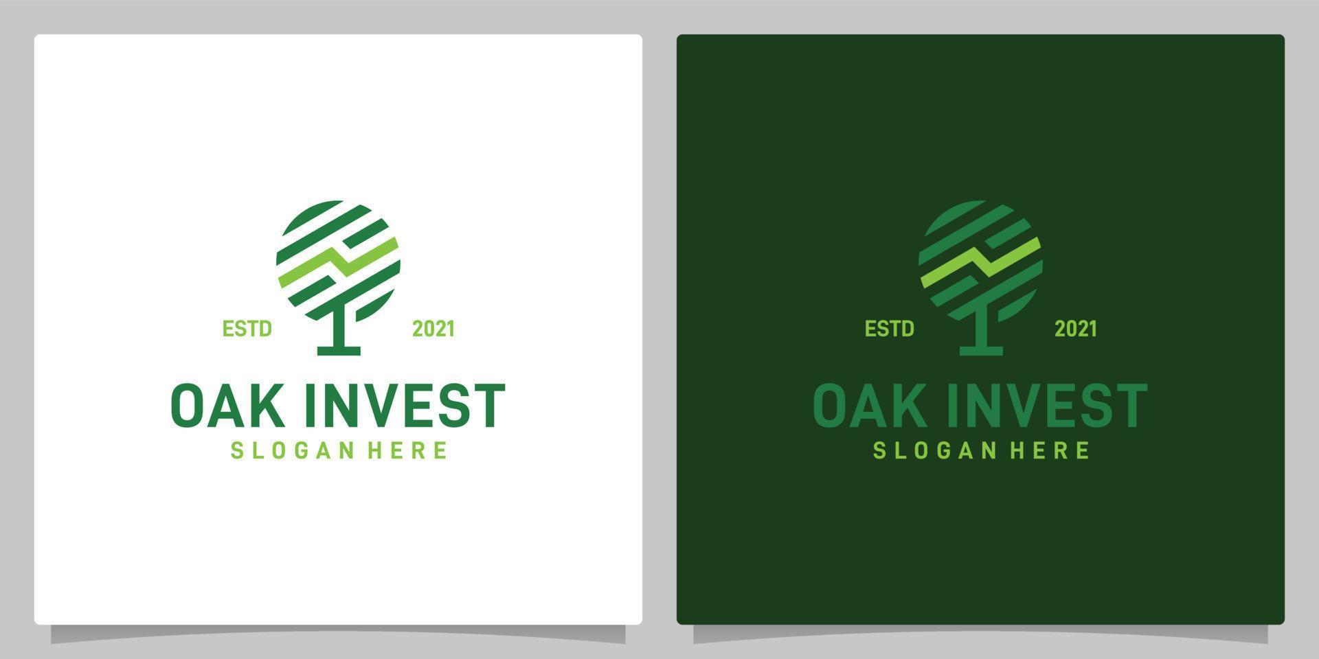 Vintage oak tree abstract design logo vector with analytic investment logo inspiration. Premium vector