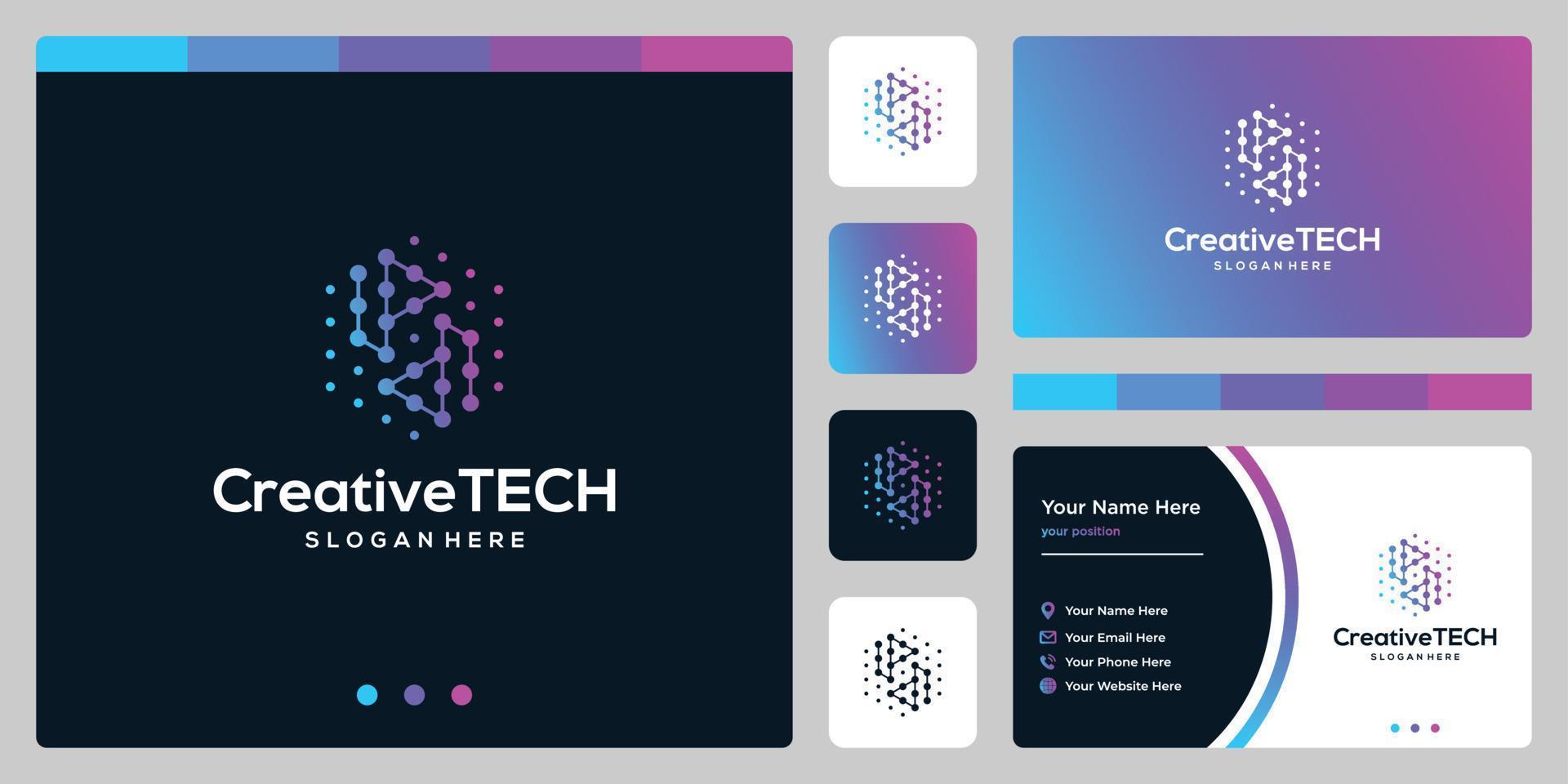 Inspiration logo initial letter p and d abstract with tech style and gradient color. Business card template vector