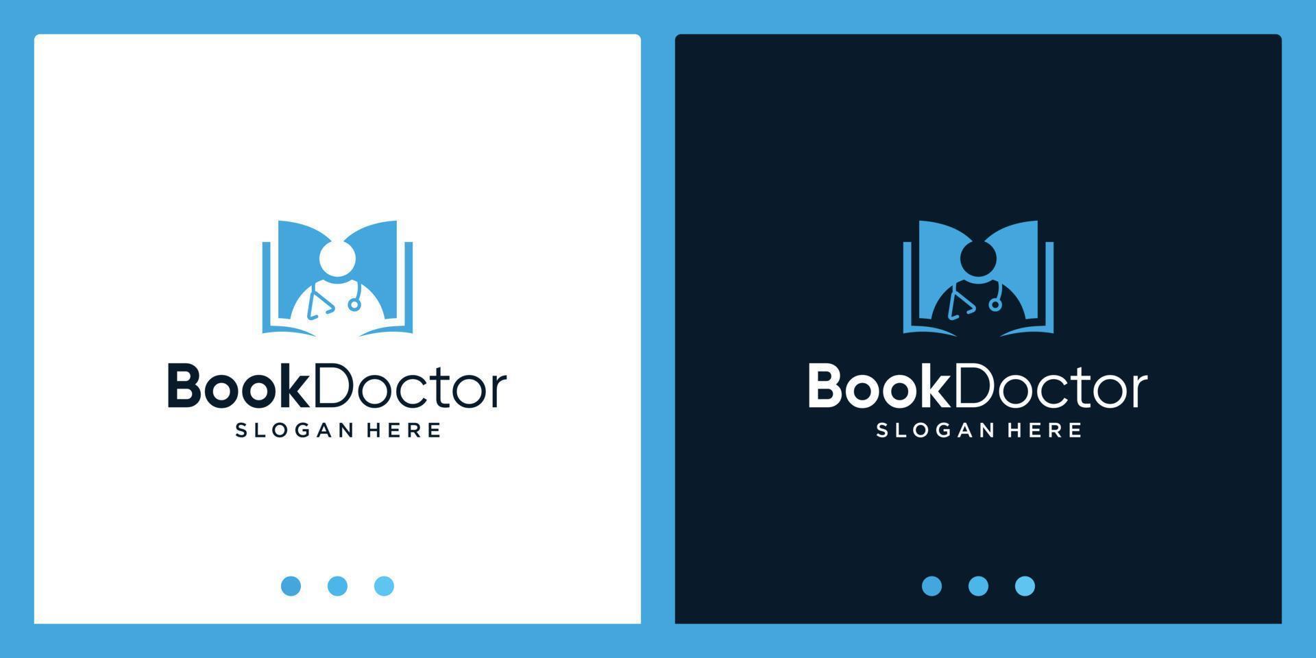 Inspiración en el diseño del logotipo de libro abierto con el logotipo de diseño médico. vector premium