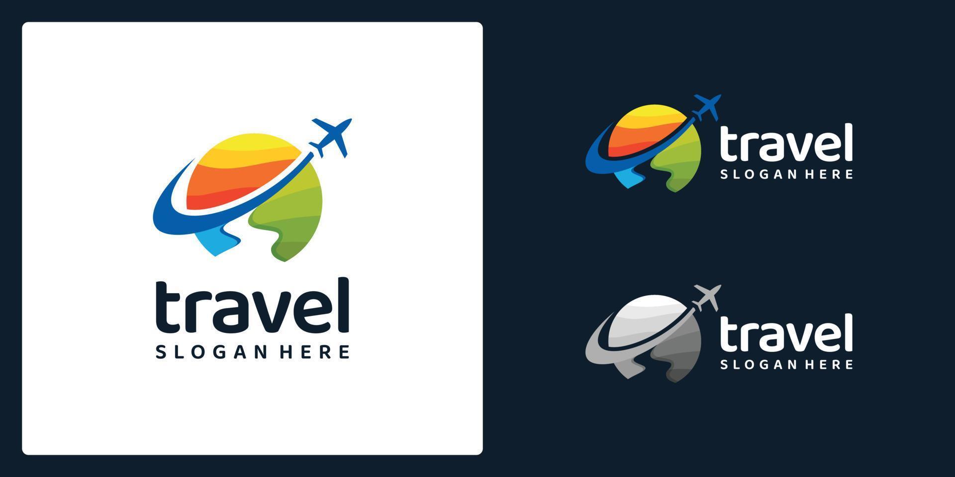 Air travel logo template. Travel logo. sea logo. river logo concept. Sunset or sunrise icon. Plane logo. Plane vector. Landscape logo. Airplane icon. Airplane vector. vector