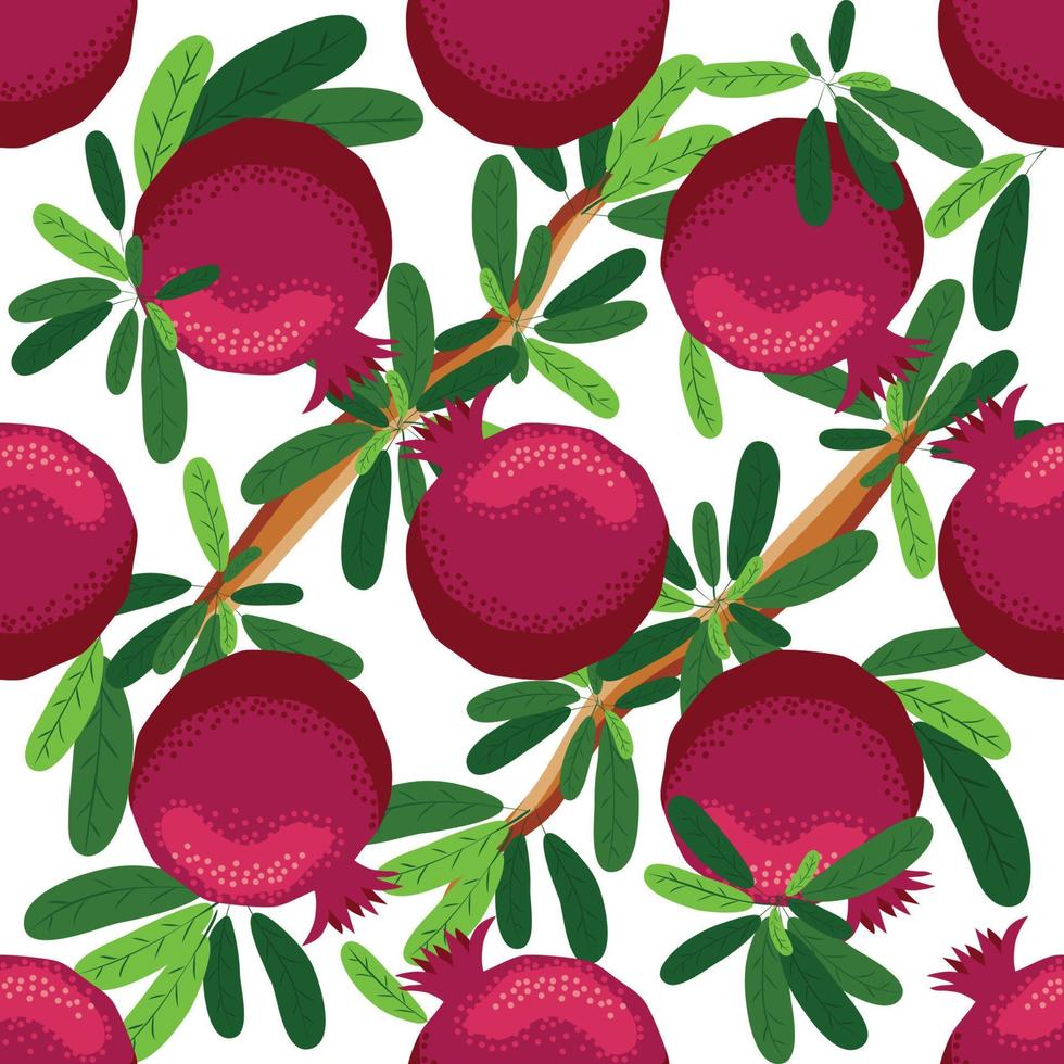 patrón sin costuras con granadas. patrones decorativos de la fruta de la granada vector