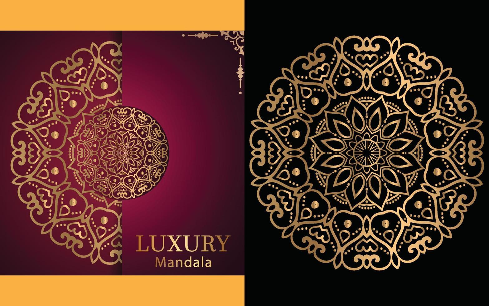 luxury ornamental mandala design background in gold color for yourself vector