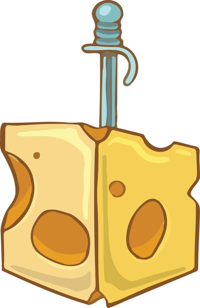Delicious cartoon style cheese symbol. For restaurant menus and websites. Vector illustration