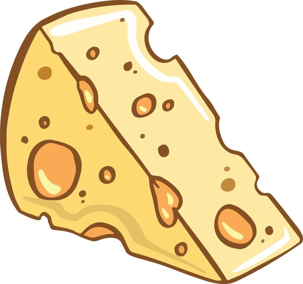 delicioso símbolo de queso estilo caricatura. para menús de restaurantes y sitios web. ilustración vectorial vector