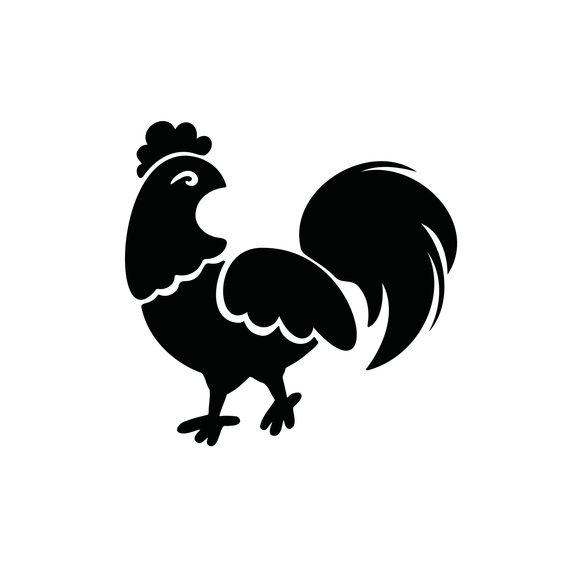 Symbol of the year, rooster chicken, silhouette, vector illustration ...