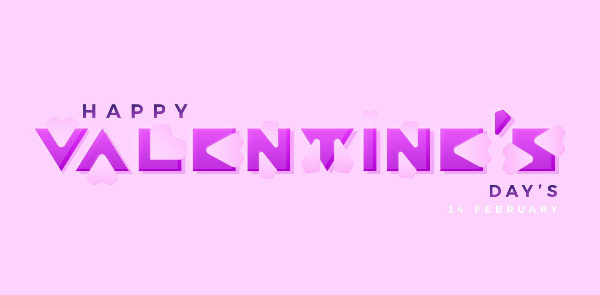 illustration of a valentines day text effect with shape rounded model. applicable for wallpaper, greeting cards, invitation, printing paper, social media banner and website vector