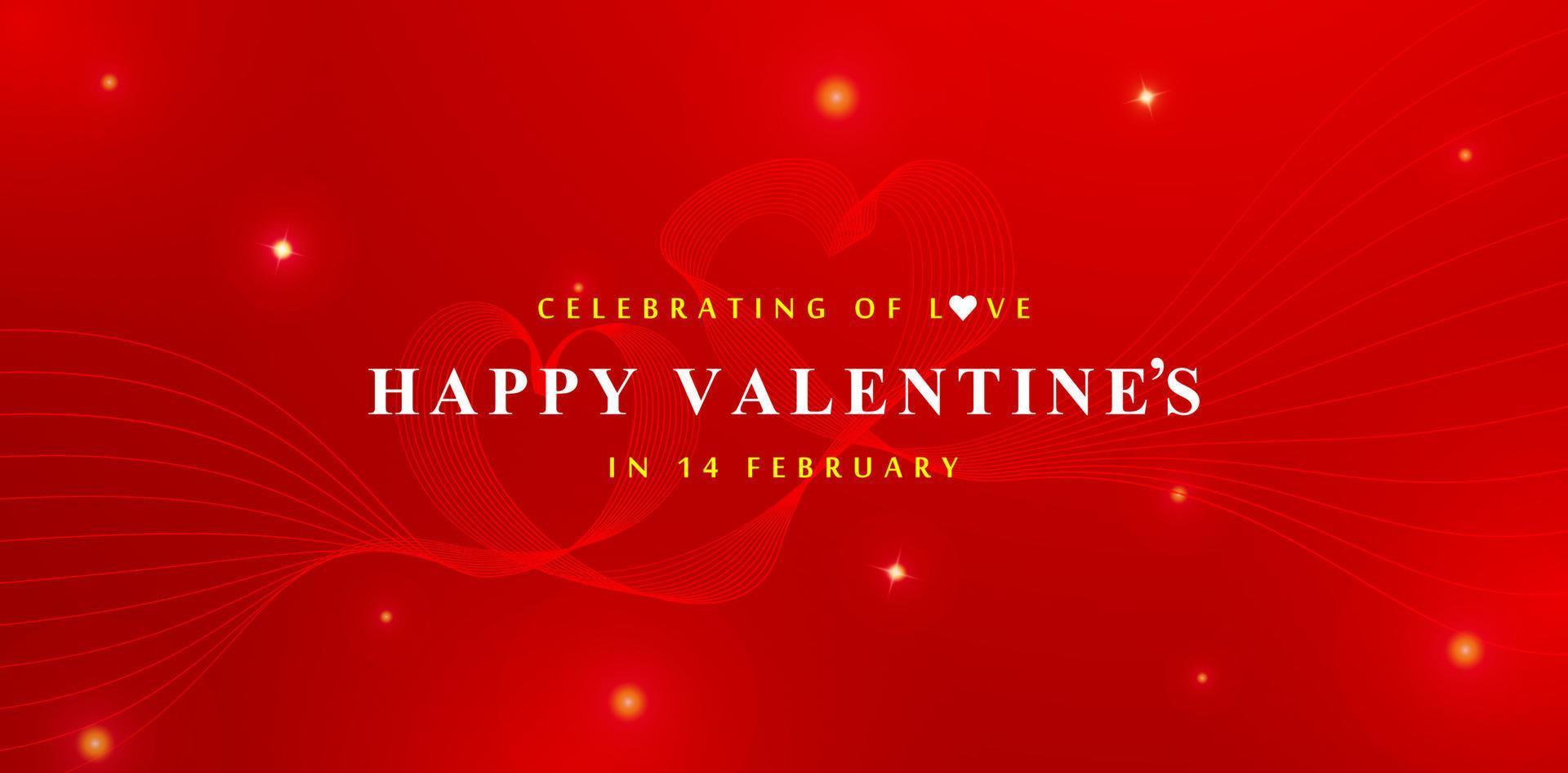 happy valentines day background, illustration a celebrating of love in 14 February with wavy love lines abstract design applicable for website banner, poster and sign e-commerce, social media template vector