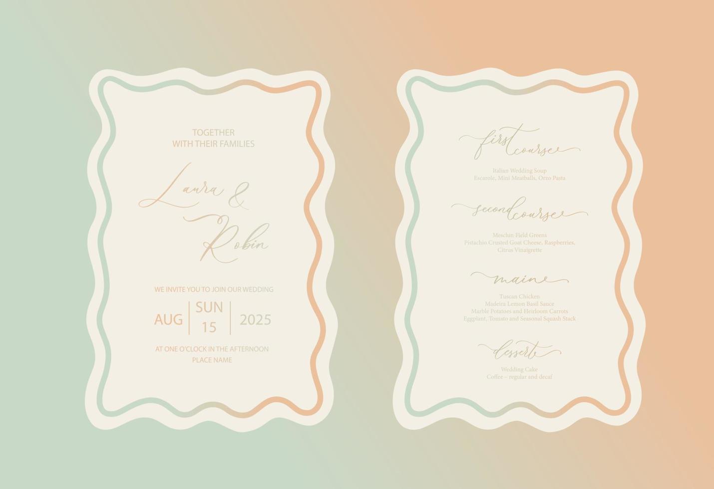 Luxury Wavy Edge Wedding Invitation card background. Abstract art background vector design for wedding and vip cover template.
