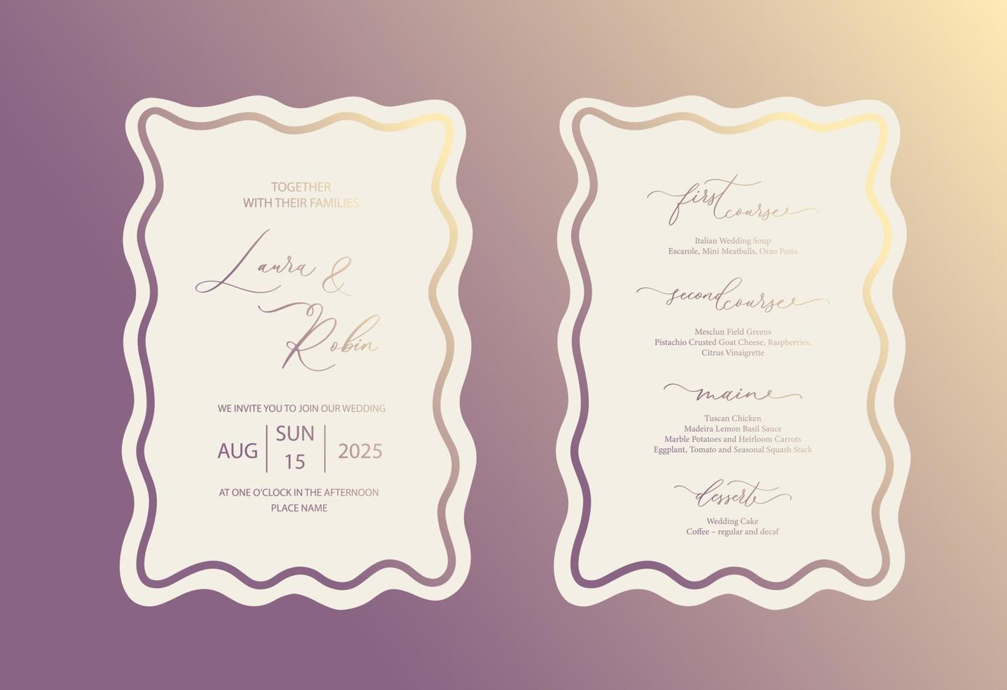 fondo de tarjeta de invitación de boda de borde ondulado de lujo. diseño de vector de fondo de arte abstracto para boda y plantilla de portada vip.