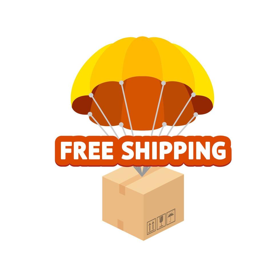 Cartoon Color Free Shipping Concept Flat Design. Vector