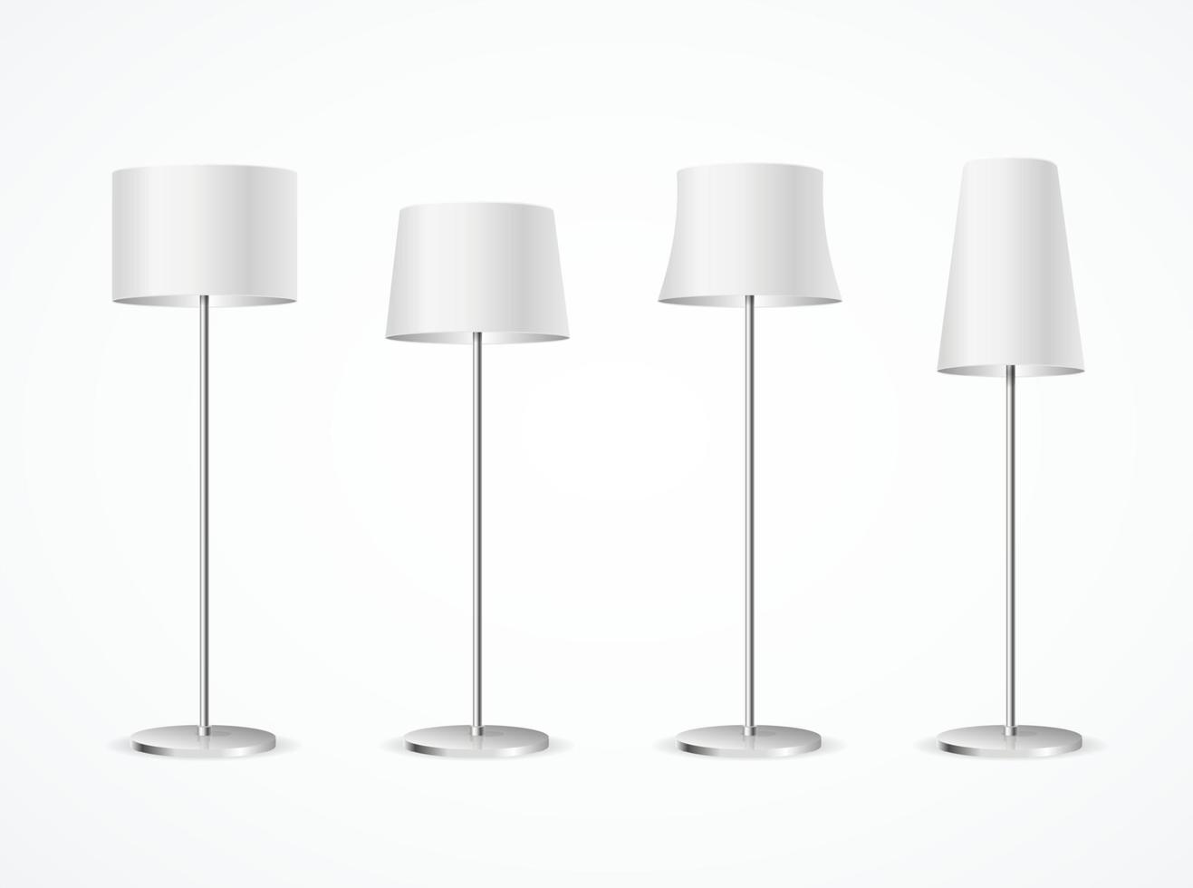 Realistic Detailed 3d White Blank Floor Lamp Set. Vector