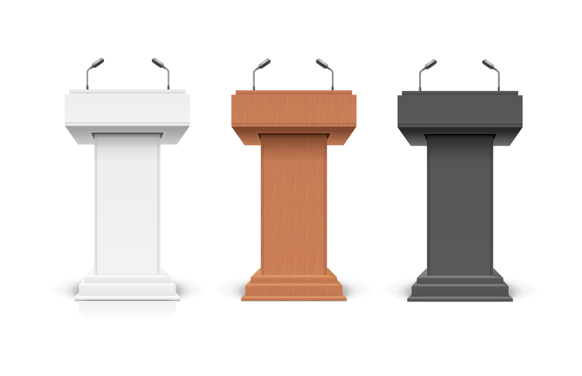 Realistic Detailed 3d Different Types Podium Tribune Debate or Stage