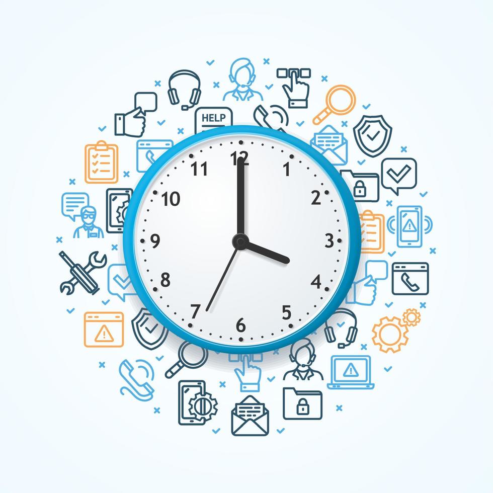 Development Concept with Realistic Detailed 3d Wall Clock. Vector