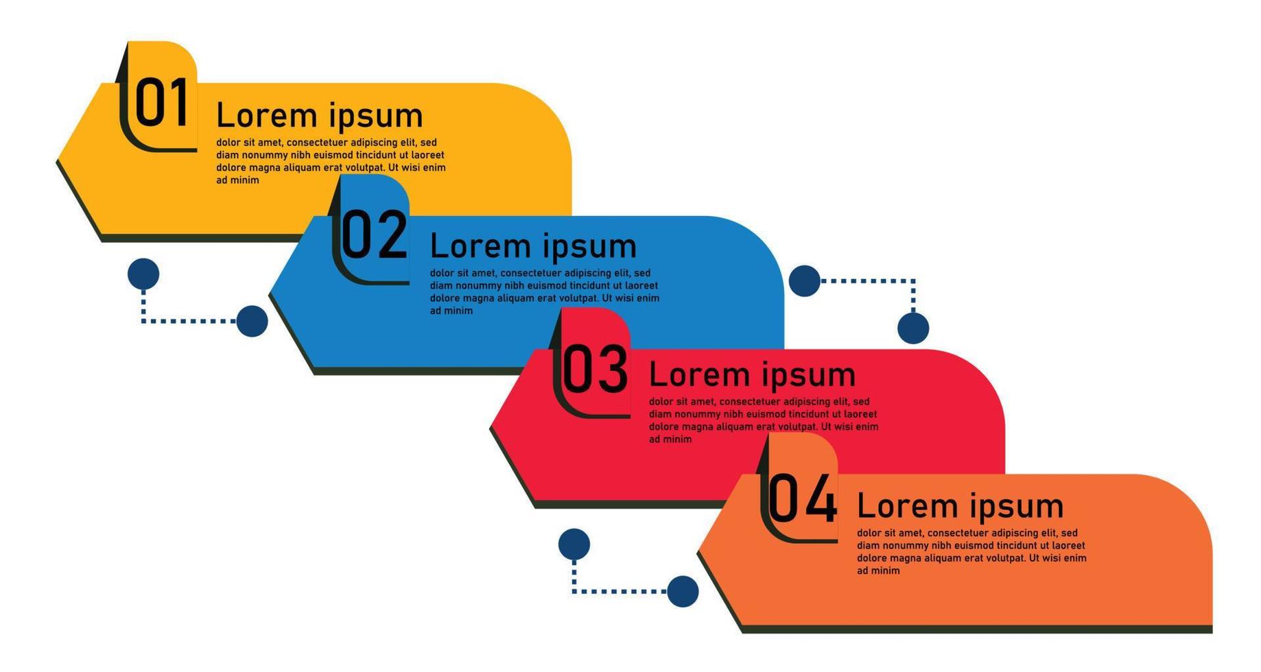 plantilla infográfica para presentación de información empresarial. vector cuadrado y elementos geométricos. diagramas de flujo de trabajo modernos. informe plan 4 temas