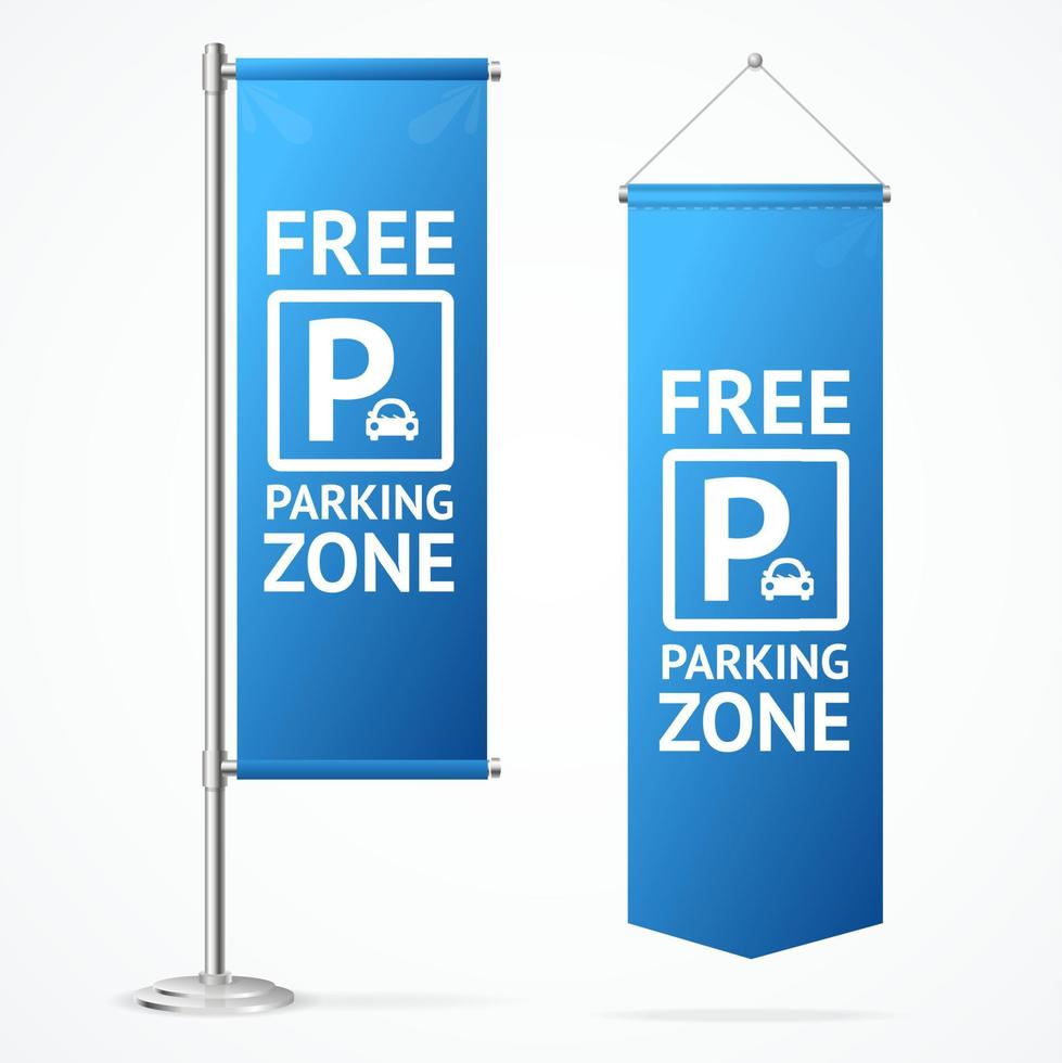 Realistic Detailed 3d Free Parking Zone Set. Vector