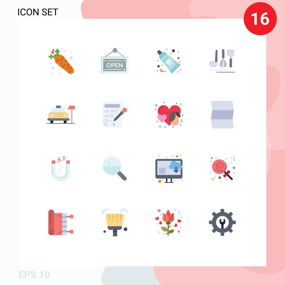 16 Flat Color concept for Websites Mobile and Apps hotel car clean travel hotel Editable Pack of Creative Vector Design Elements