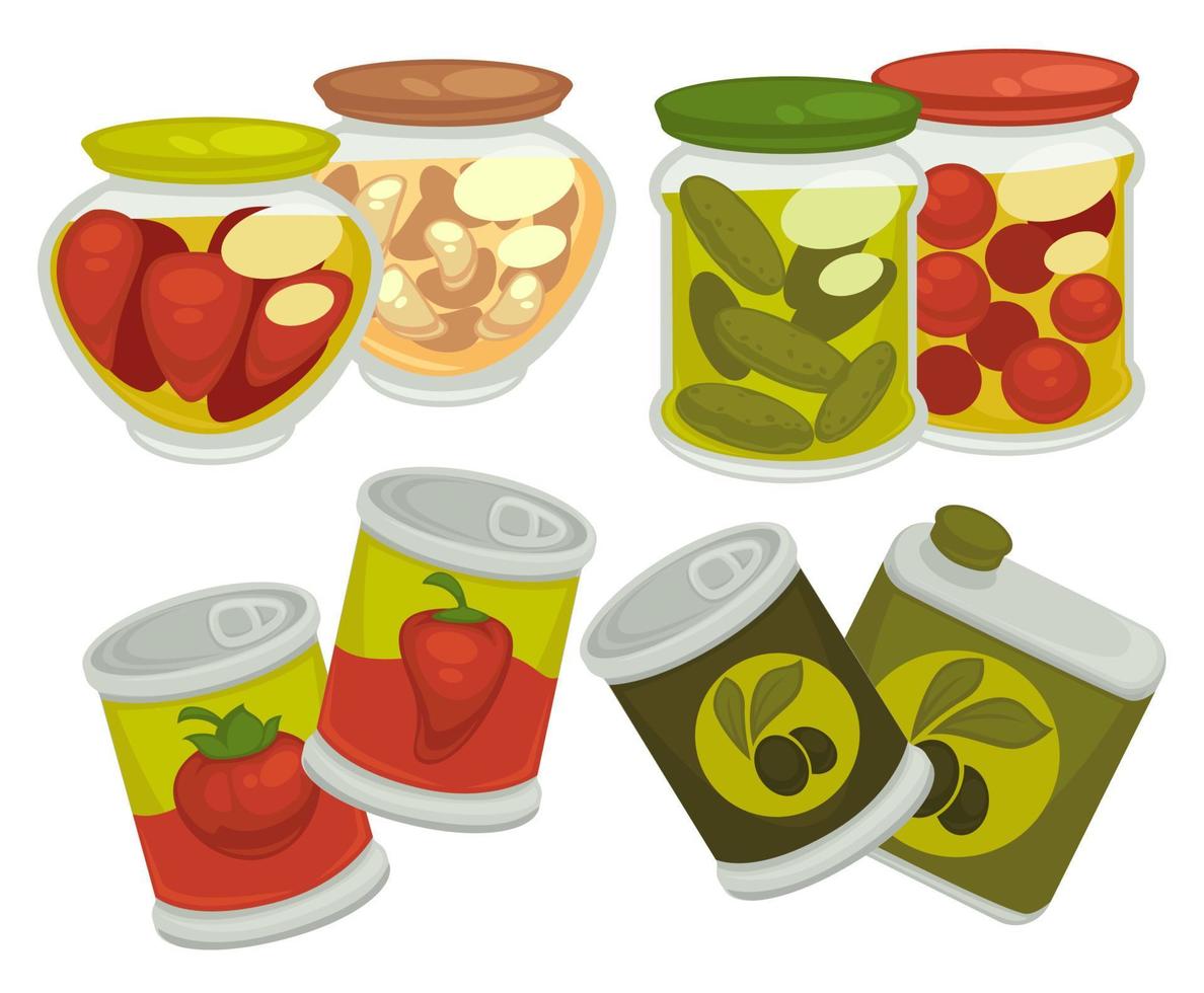 pepinos y tomates marinados, vector de pimientos