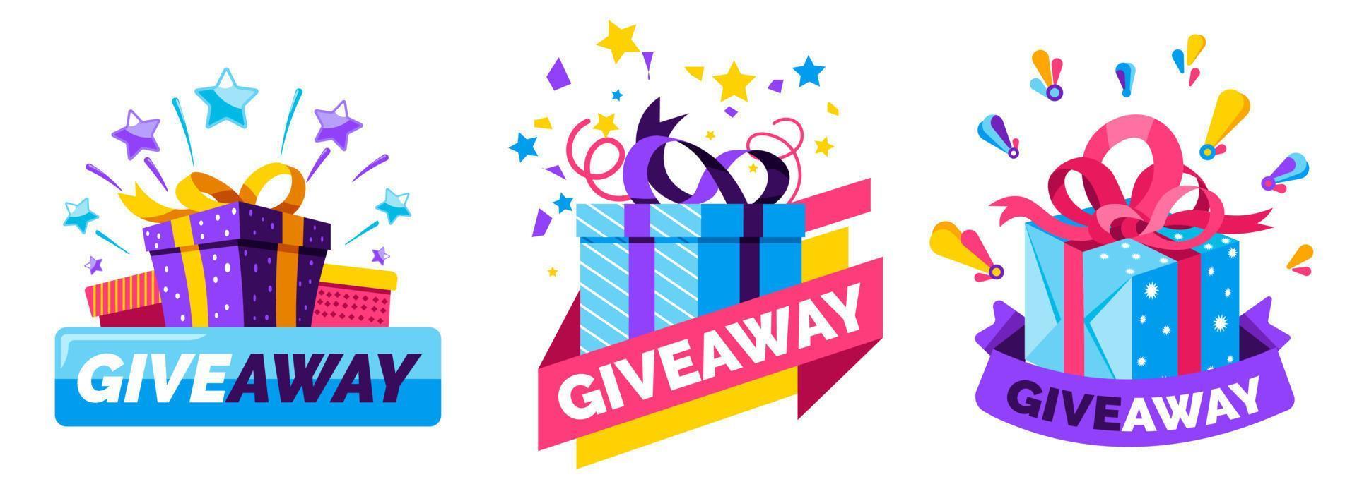 Giveaway present, gift for free to subscribers vector