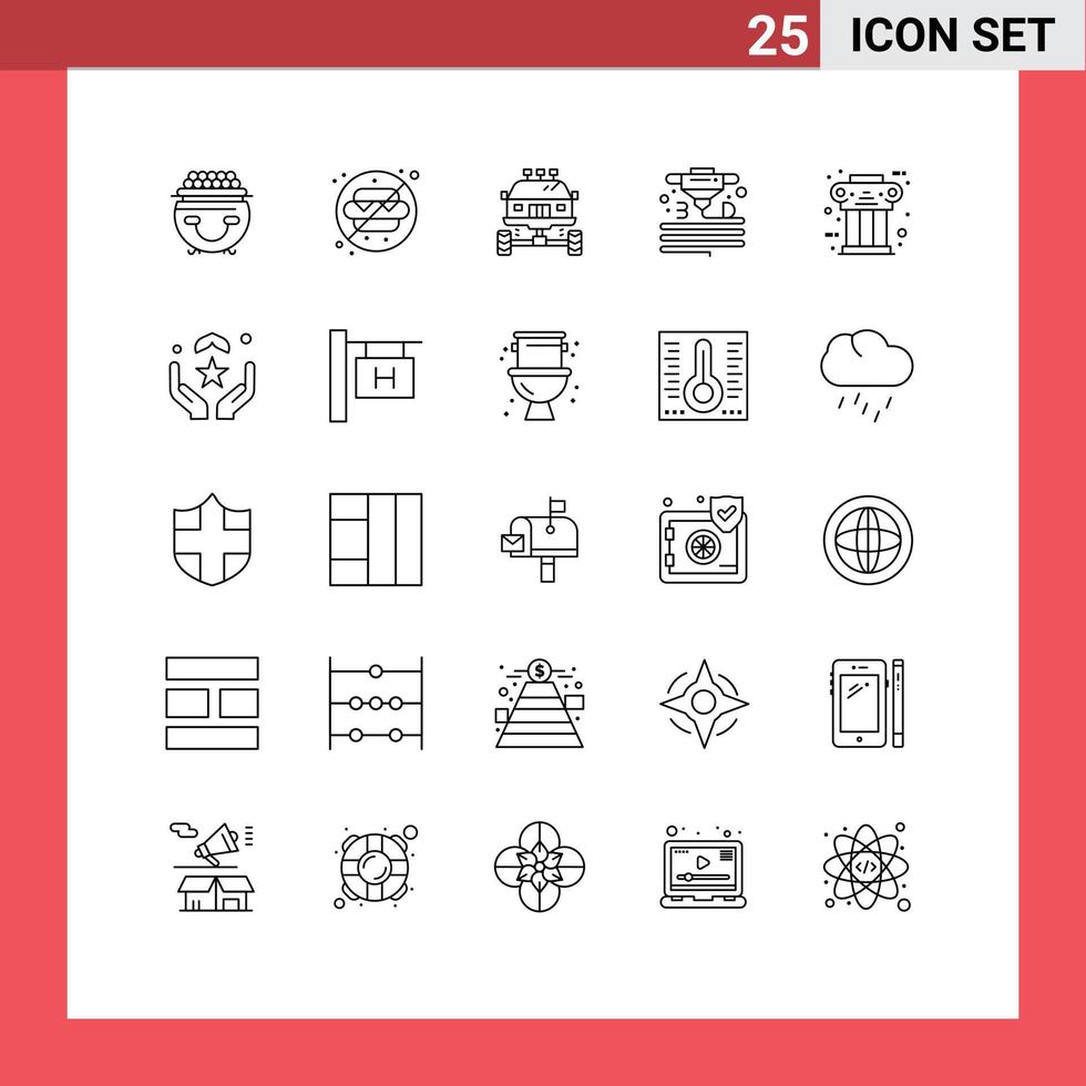 25 Creative Icons Modern Signs and Symbols of printer material park gadget dirt Editable Vector Design Elements