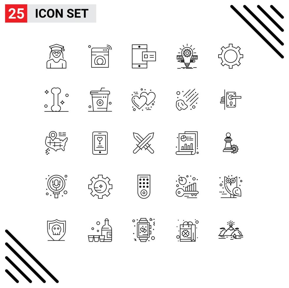 25 iconos creativos signos y símbolos modernos de bulbo de escala perfil de idea wifi elementos de diseño vectorial editables vector