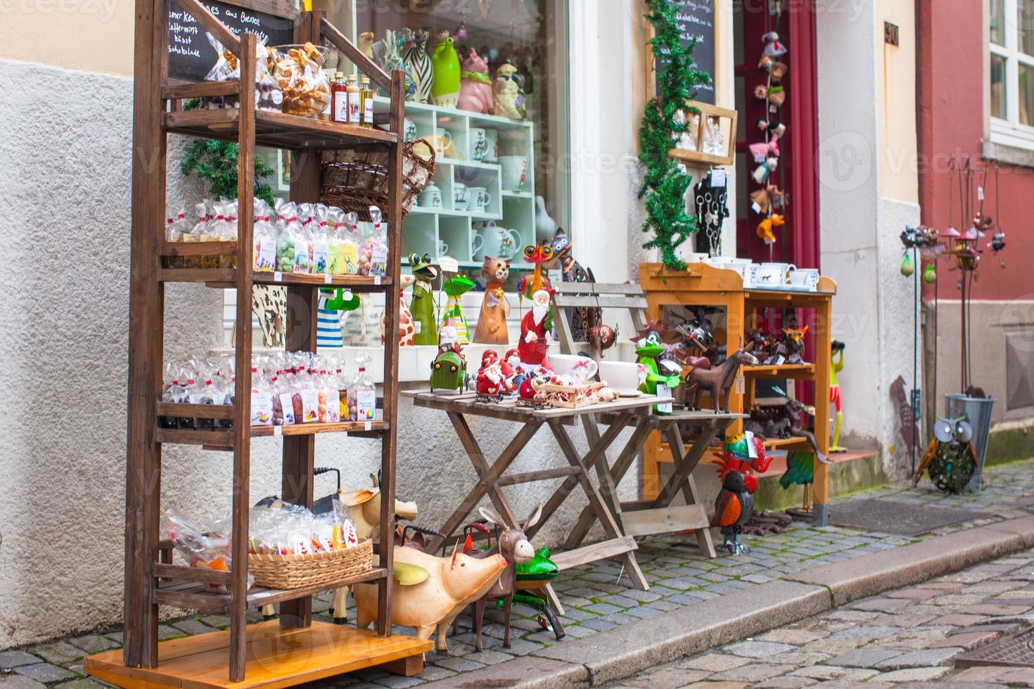 New Year gifts in European city on the eve of Christmas photo