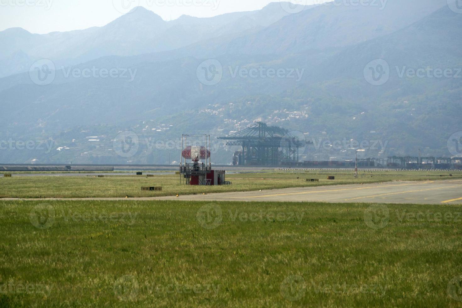 Genoa airport terminal runway view photo