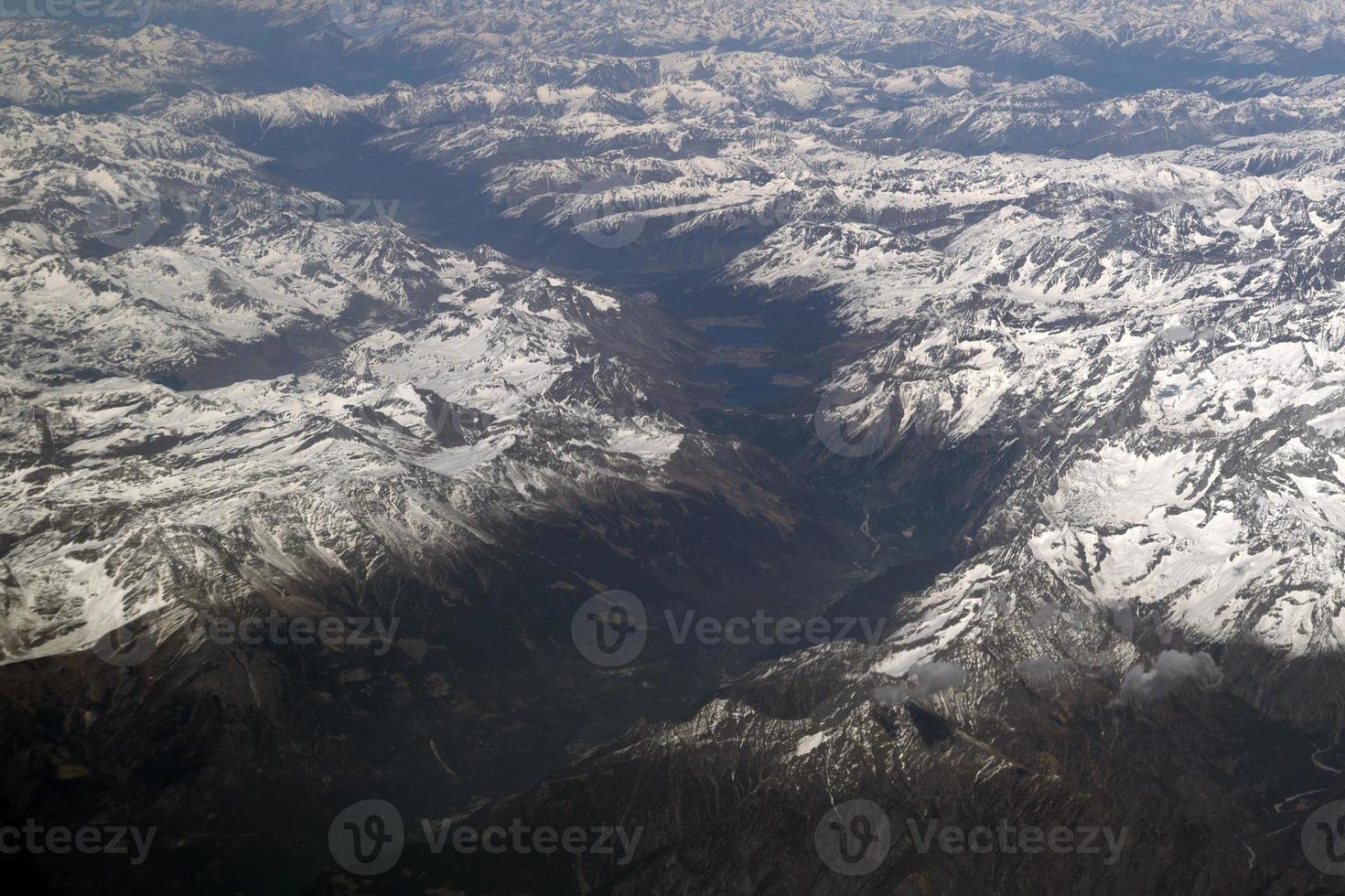 alps aerial view panorama landscape from airplane photo