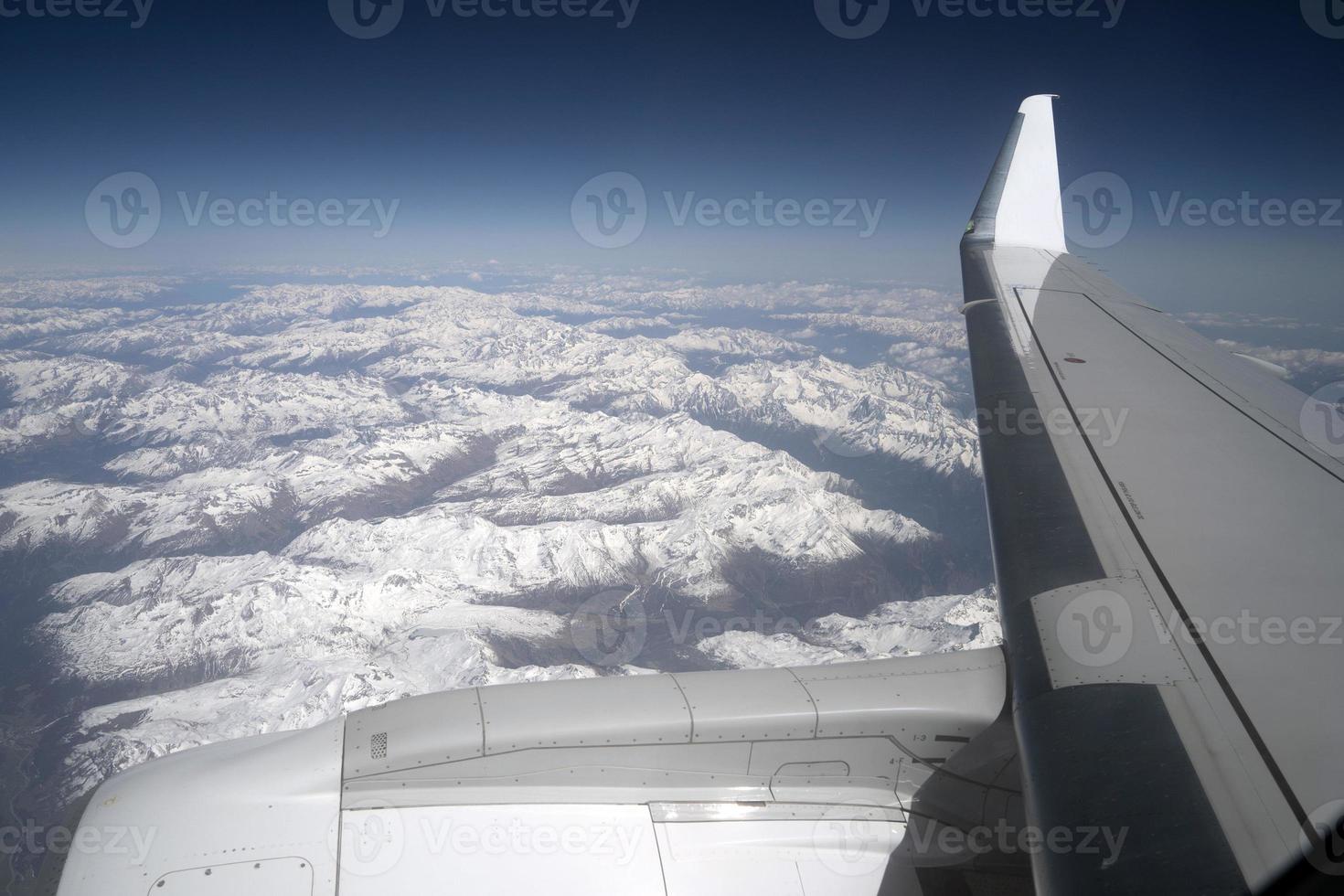 alps aerial view panorama landscape from airplane photo