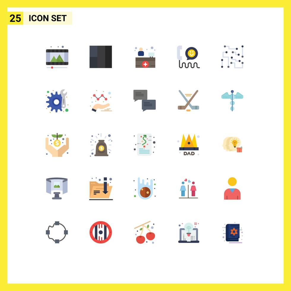 Pack of 25 Modern Flat Colors Signs and Symbols for Web Print Media such as physical science circuitry medical biophysics help Editable Vector Design Elements