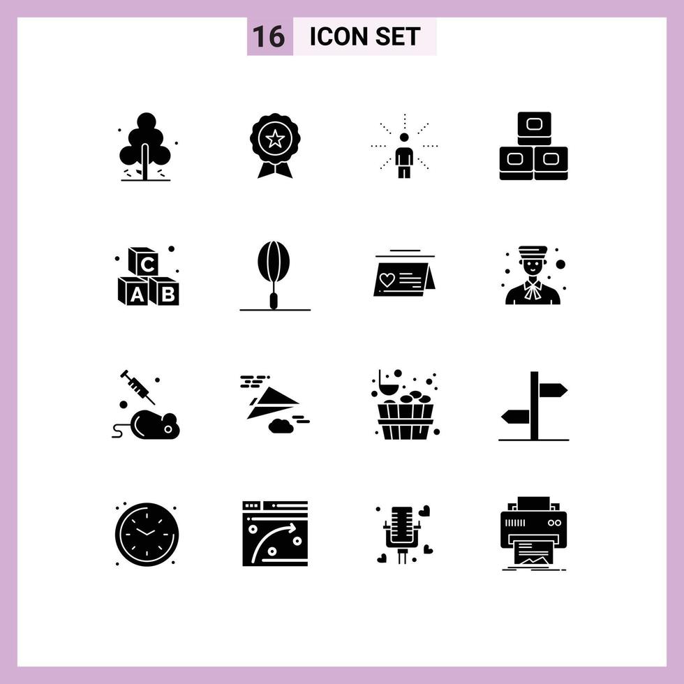 Mobile Interface Solid Glyph Set of 16 Pictograms of alphabet sushi trusted food perception Editable Vector Design Elements