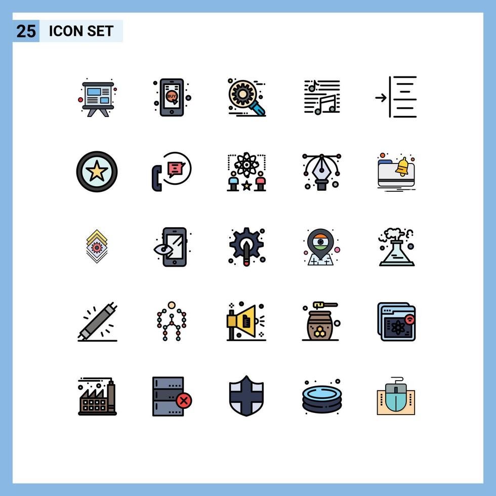 Set of 25 Modern UI Icons Symbols Signs for indent song customize note music Editable Vector Design Elements