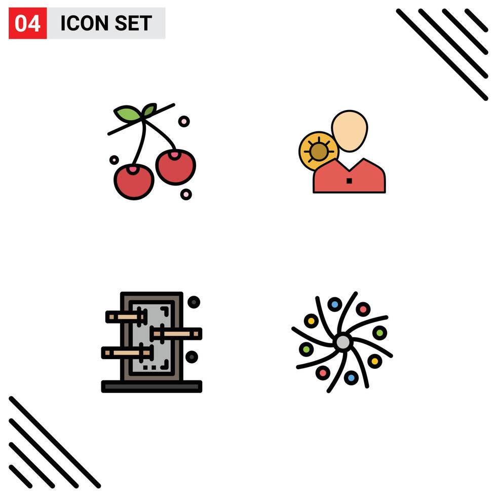 Set of 4 Modern UI Icons Symbols Signs for berry profile spring gear box Editable Vector Design Elements