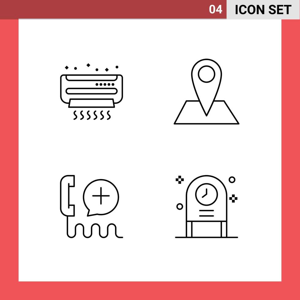 Set of 4 Vector Filledline Flat Colors on Grid for ac customer summer map interface Editable Vector Design Elements