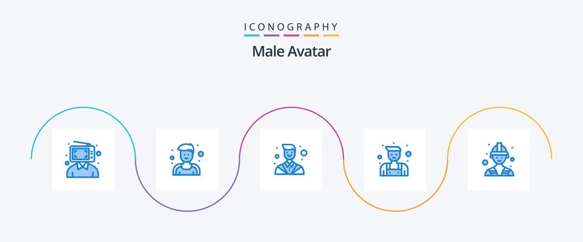 Male Avatar Blue 5 Icon Pack Including worker. builder. attorney. repairman. handyman vector