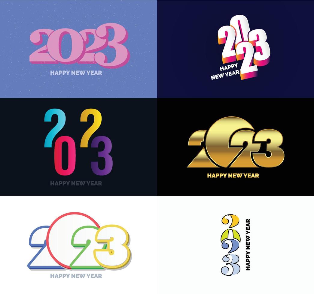 gran conjunto de 2023 feliz año nuevo diseño de texto de logotipo plantilla de diseño de número 2023 vector