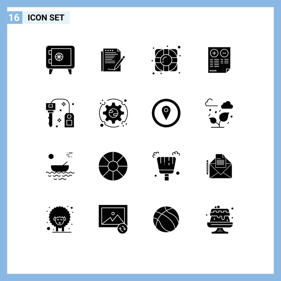 16 Creative Icons Modern Signs and Symbols of key minus help plus cons Editable Vector Design Elements