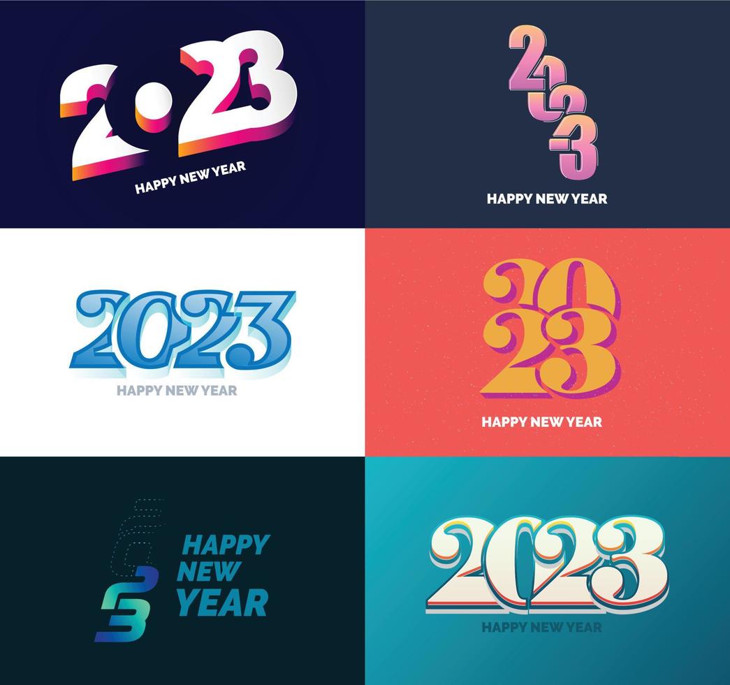 gran conjunto de 2023 feliz año nuevo diseño de texto de logotipo plantilla de diseño de número 2023 vector