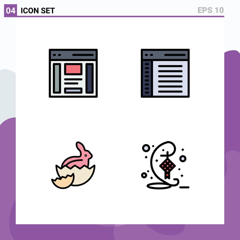 Universal Icon Symbols Group of 4 Modern Filledline Flat Colors of communication user right coding easter Editable Vector Design Elements