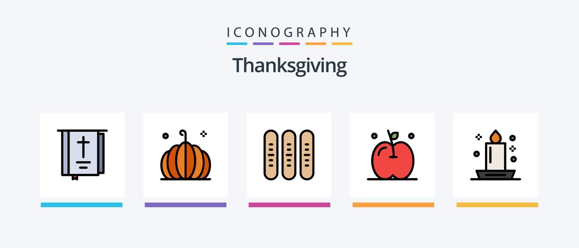 Thanks Giving Line Filled 5 Icon Pack Including pilgrim. dinner. glass. day. thanksgiving. Creative Icons Design vector