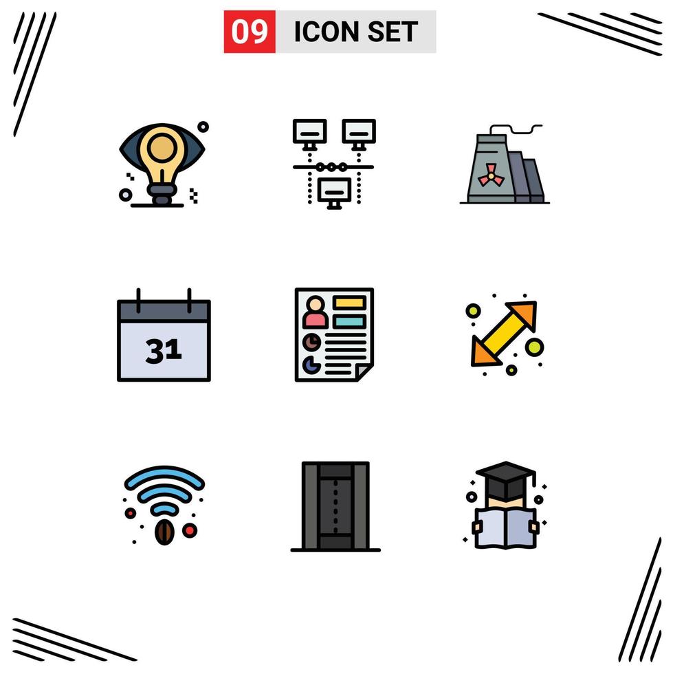 9 Creative Icons Modern Signs and Symbols of document analytics building event calendar Editable Vector Design Elements