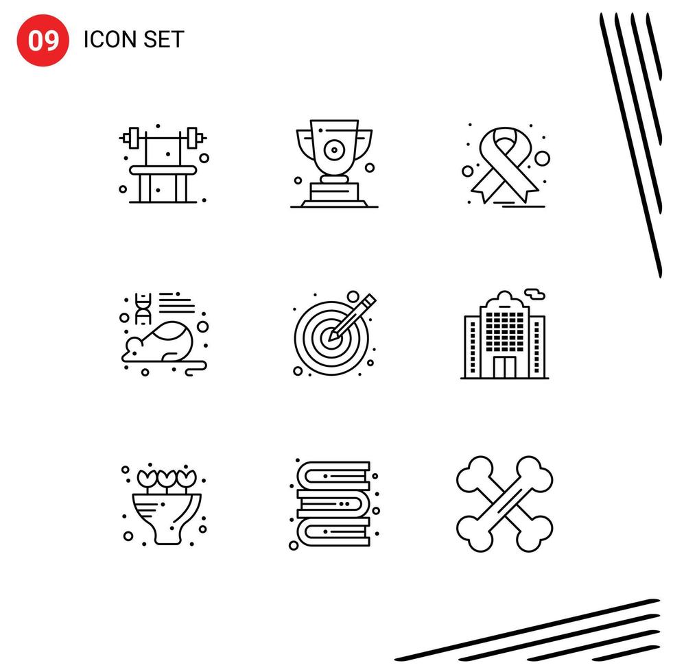 9 User Interface Outline Pack of modern Signs and Symbols of illustration research first mouse education Editable Vector Design Elements