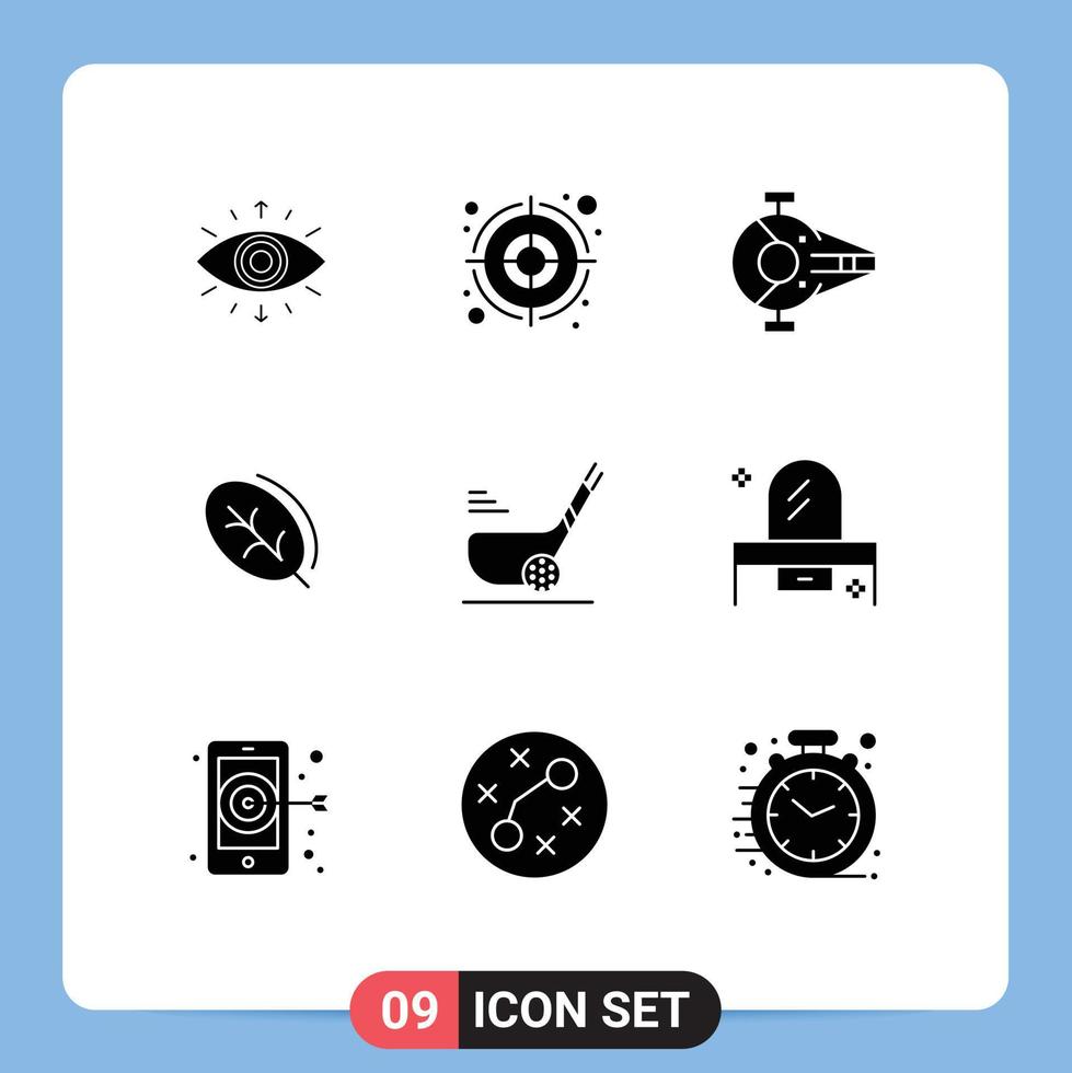 9 Universal Solid Glyphs Set for Web and Mobile Applications stick spring fighter nature ecology Editable Vector Design Elements
