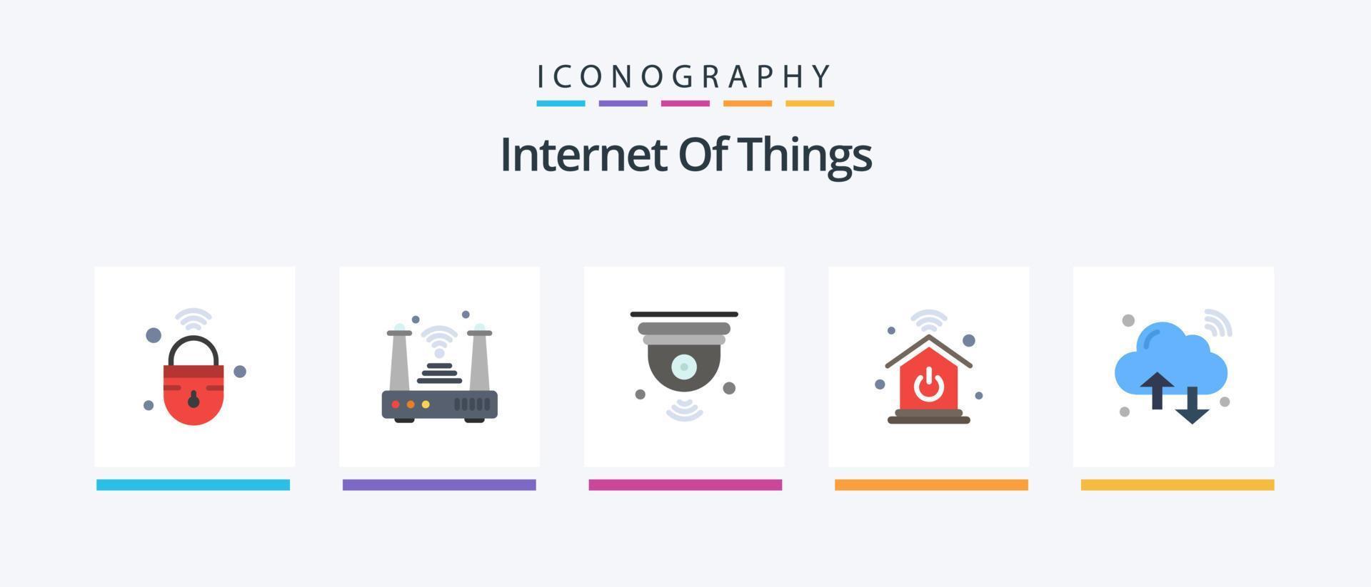 Internet Of Things Flat 5 Icon Pack Including internet of things. home network. things. wifi. internet of things. Creative Icons Design vector