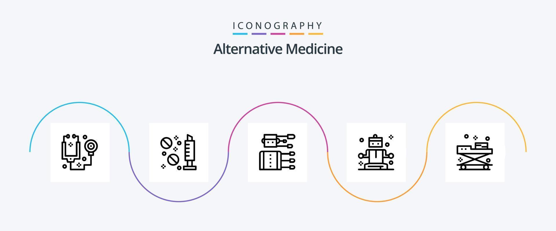 paquete de iconos de la línea 5 de medicina alternativa que incluye al médico. bienestar. acupuntura. relajante. spa vector