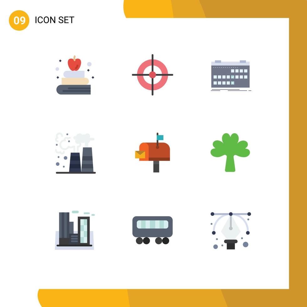 Modern Set of 9 Flat Colors and symbols such as mail box mail event waste gas Editable Vector Design Elements
