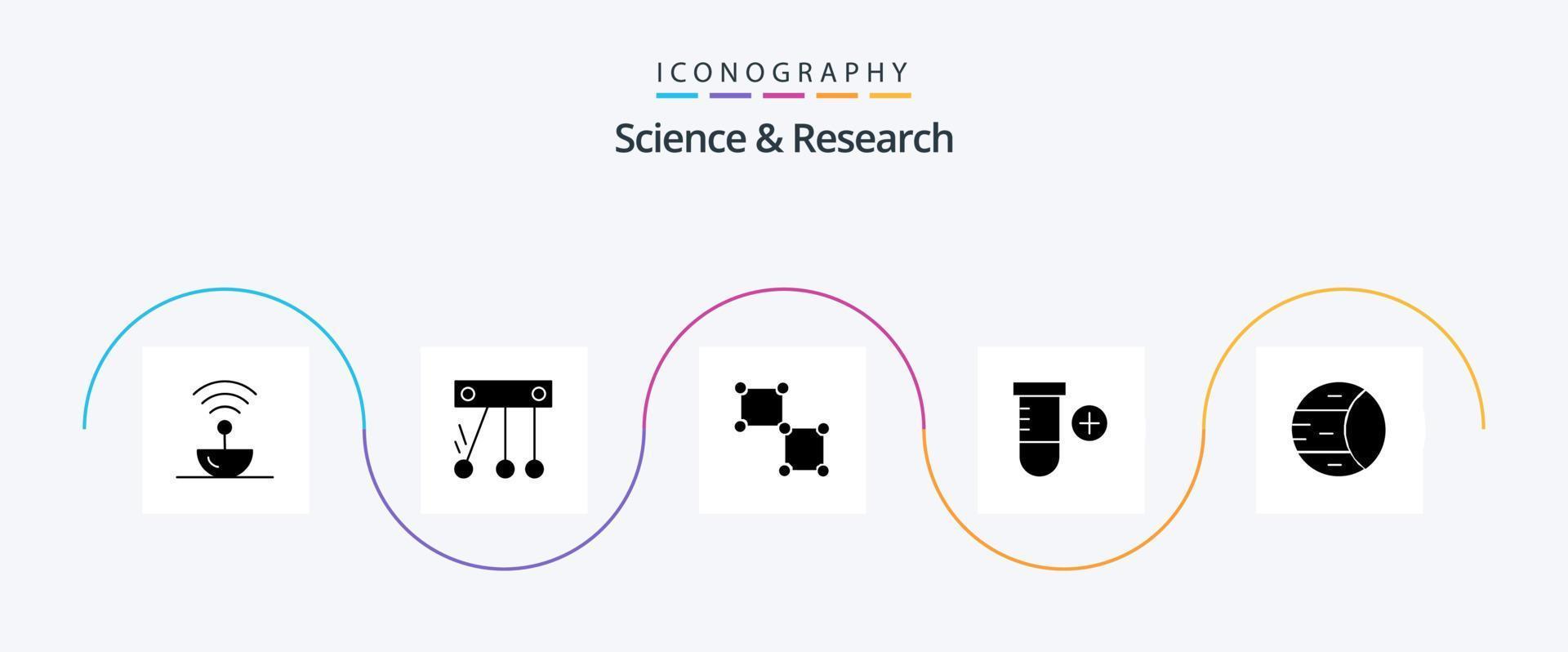 paquete de iconos de glifo científico 5 que incluye espacio. planeta. atado. espacio. agregar vector